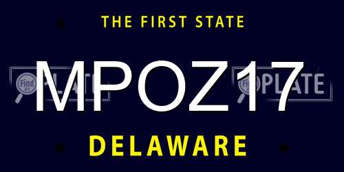 MPOZ17 Delaware License Plate