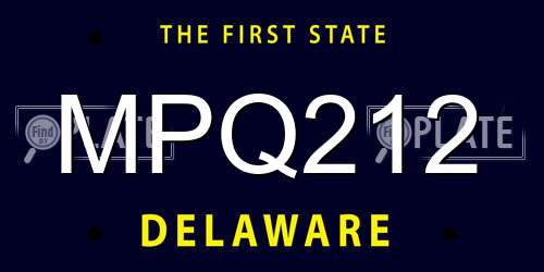 MPQ212 Delaware License Plate