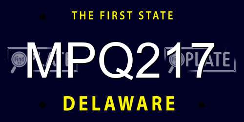 MPQ217 Delaware License Plate