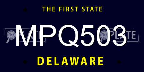 MPQ503 Delaware License Plate