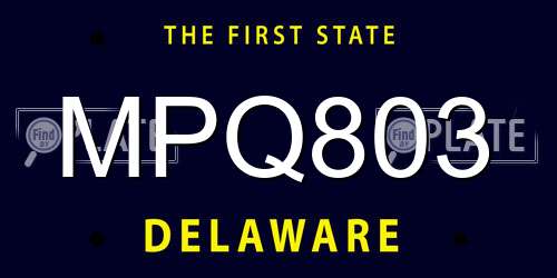 MPQ803 Delaware License Plate