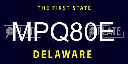 MPQ80E Delaware License Plate