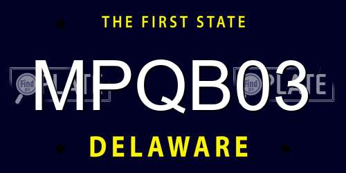 MPQB03 Delaware License Plate