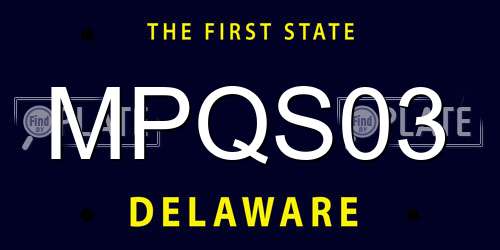 MPQS03 Delaware License Plate