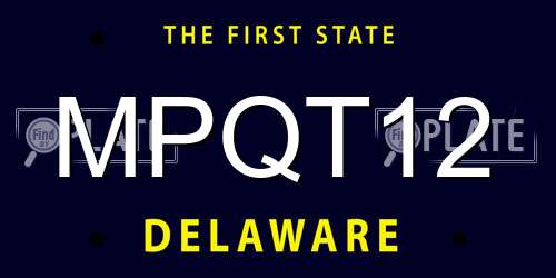 MPQT12 Delaware License Plate