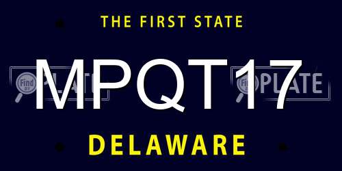 MPQT17 Delaware License Plate