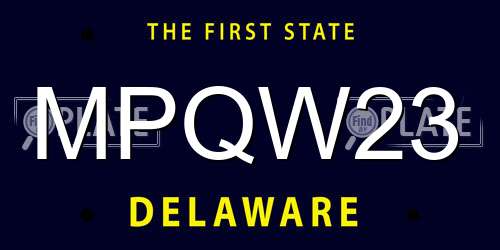 MPQW23 Delaware License Plate