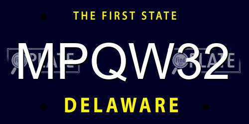 MPQW32 Delaware License Plate