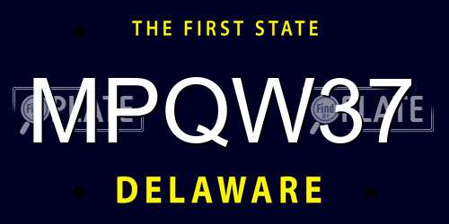 MPQW37 Delaware License Plate