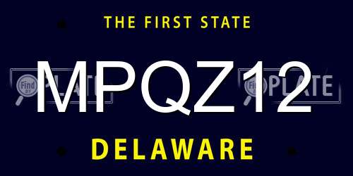 MPQZ12 Delaware License Plate