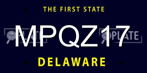 MPQZ17 Delaware License Plate