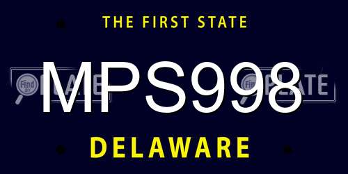 MPS998 Delaware License Plate