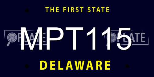 MPT115 Delaware License Plate