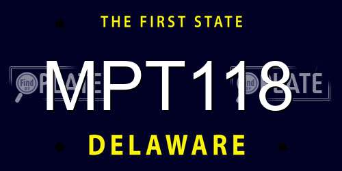 MPT118 Delaware License Plate