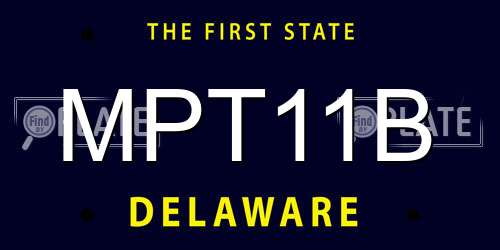 MPT11B Delaware License Plate