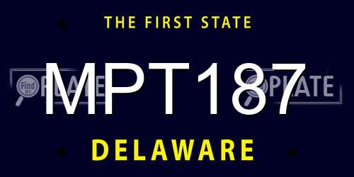 MPT187 Delaware License Plate