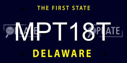 MPT18T Delaware License Plate
