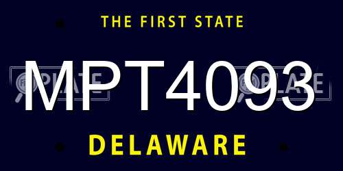 MPT4093 Delaware License Plate
