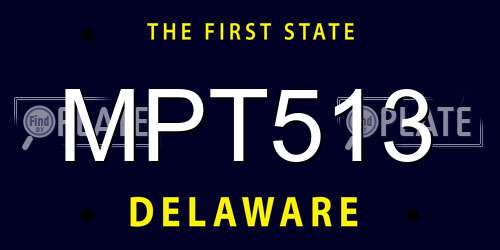 MPT513 Delaware License Plate