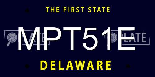 MPT51E Delaware License Plate
