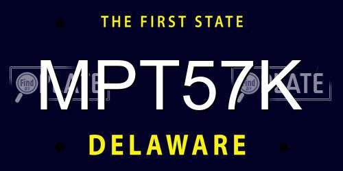 MPT57K Delaware License Plate