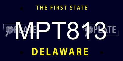 MPT813 Delaware License Plate
