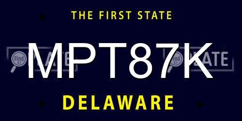 MPT87K Delaware License Plate