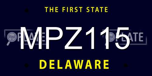 MPZ115 Delaware License Plate
