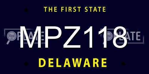 MPZ118 Delaware License Plate