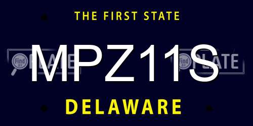 MPZ11S Delaware License Plate