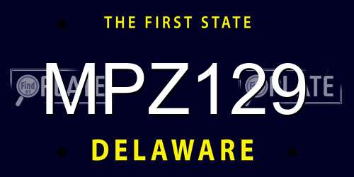 MPZ129 Delaware License Plate