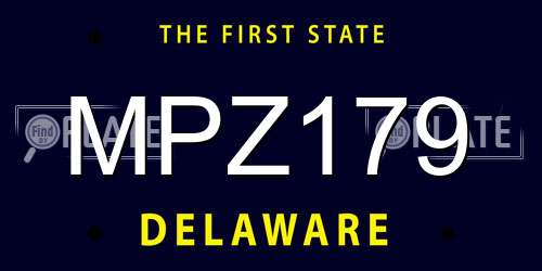 MPZ179 Delaware License Plate