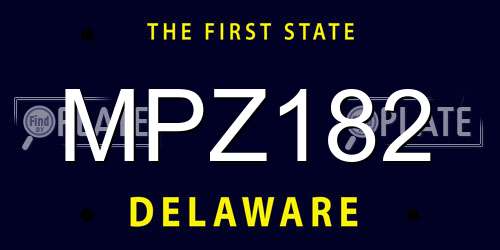 MPZ182 Delaware License Plate