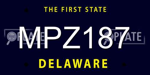 MPZ187 Delaware License Plate