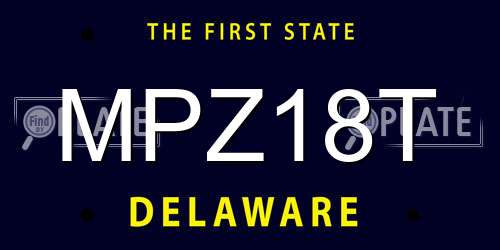 MPZ18T Delaware License Plate