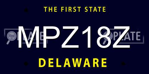 MPZ18Z Delaware License Plate