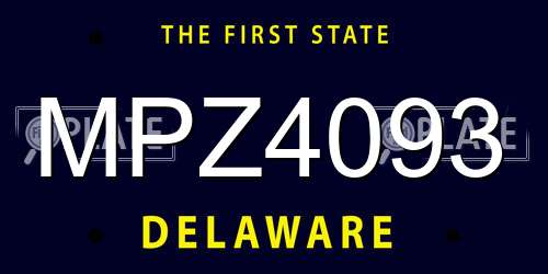 MPZ4093 Delaware License Plate