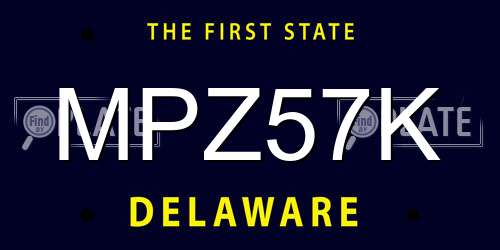 MPZ57K Delaware License Plate
