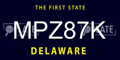 MPZ87K Delaware License Plate