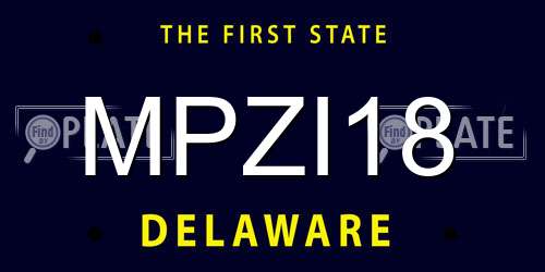 MPZI18 Delaware License Plate