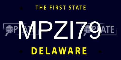 MPZI79 Delaware License Plate
