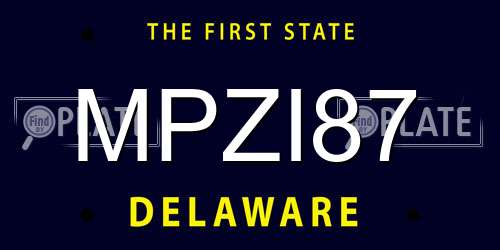 MPZI87 Delaware License Plate