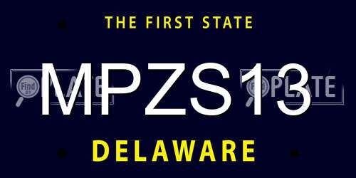 MPZS13 Delaware License Plate