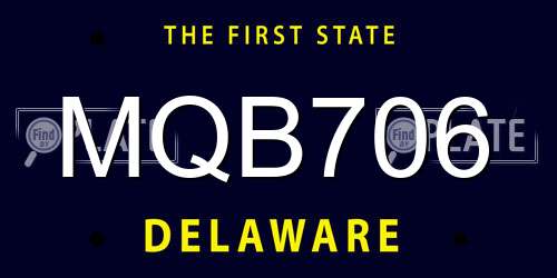 MQB706 Delaware License Plate