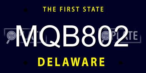 MQB802 Delaware License Plate