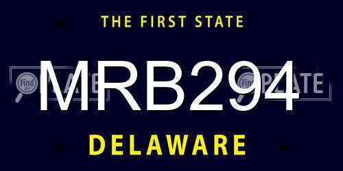 MRB294 Delaware License Plate