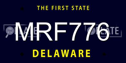 MRF776 Delaware License Plate