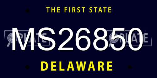 MS26850 Delaware License Plate
