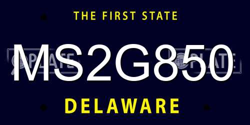MS2G850 Delaware License Plate