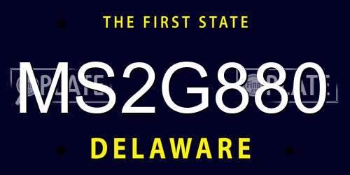 MS2G880 Delaware License Plate